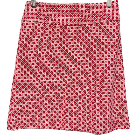 Talbots Petites 2P Red White Geometric A-Line Cotton Skirt - Picture 1 of 6